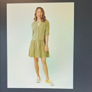 Anthropologie Maeve Olive Green Mini Dress